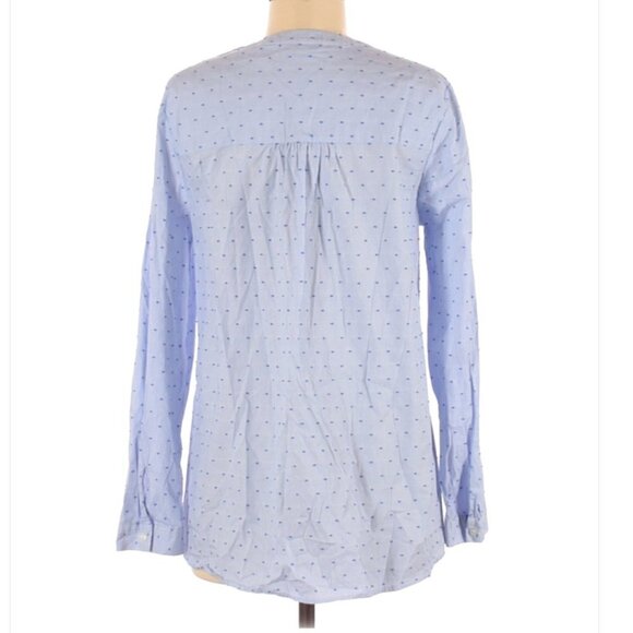 Halogen | Blue Stripe & Dot Print Popover Top Size Medium - Picture 6 of 6